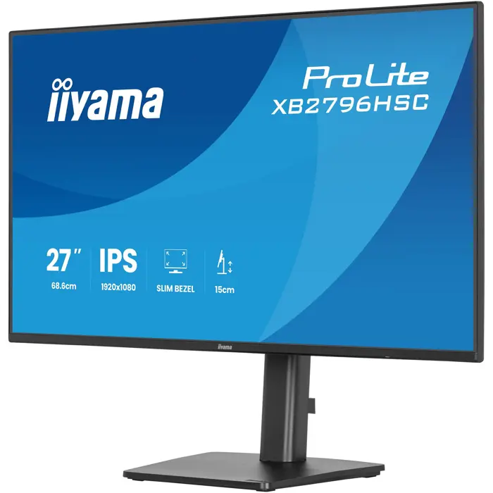 Iiyama ProLite XB2796HSC-B1 (68.6 cm (27 inches), black (matte), FullHD, IPS, HDMI, DP, USB-C, USB hub, 144Hz panel)