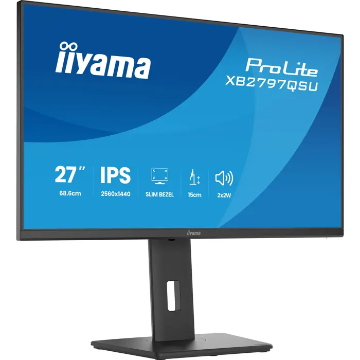 Iiyama ProLite XB2797QSU-B1 (68.5 cm (27 inches), black (matt), QHD, IPS, HDMI, DP, USB hub, ergonomic stand)