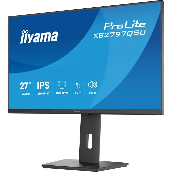 Iiyama ProLite XB2797QSU-B1 (68.5 cm (27 inches), black (matt), QHD, IPS, HDMI, DP, USB hub, ergonomic stand)