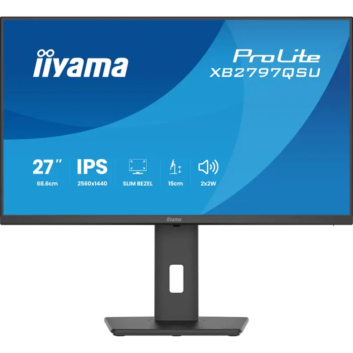 Iiyama ProLite XB2797QSU-B1 (68.5 cm (27 inches), black (matt), QHD, IPS, HDMI, DP, USB hub, ergonomic stand)