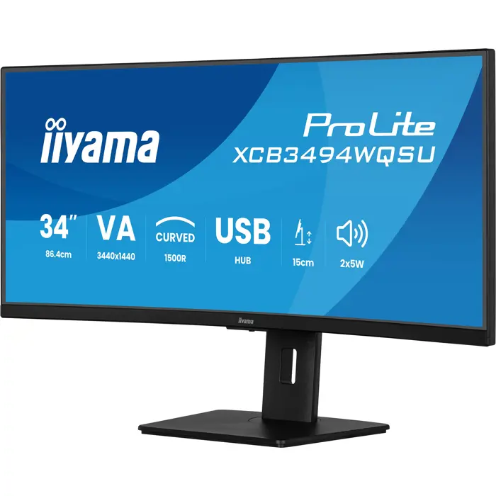 Iiyama ProLite XCB3494WQSU-B1 - 34 - black (matt), WQHD, VA, curved, AMD FreeSync Premium, 120Hz panel