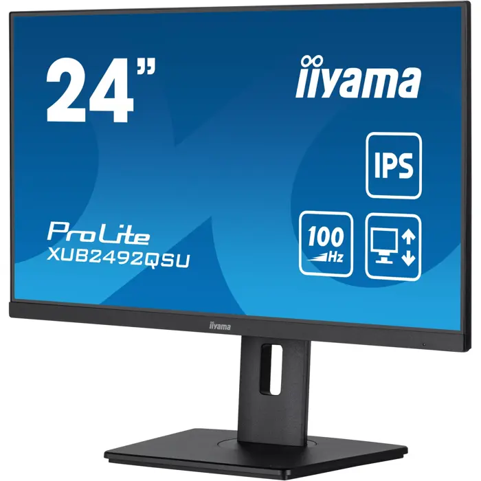 iiyama ProLite XUB2492QSU-B1, LED monitor - 23.8 - black (matt), WQHD, IPS, AMD Free-Sync, 100Hz panel