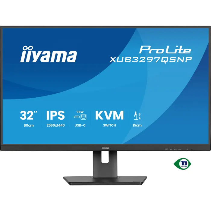 iiyama ProLite XUB3297QSNP-B1, LED monitor - 32 - black (matt), WQHD, IPS, USB-C dock, KVM switch, RJ45, 100Hz panel