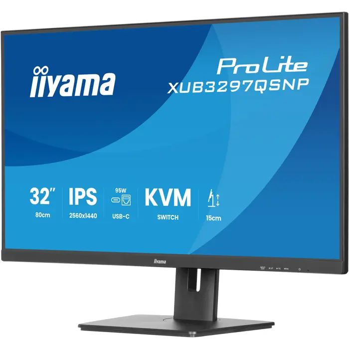 iiyama ProLite XUB3297QSNP-B1, LED monitor - 32 - black (matt), WQHD, IPS, USB-C dock, KVM switch, RJ45, 100Hz panel