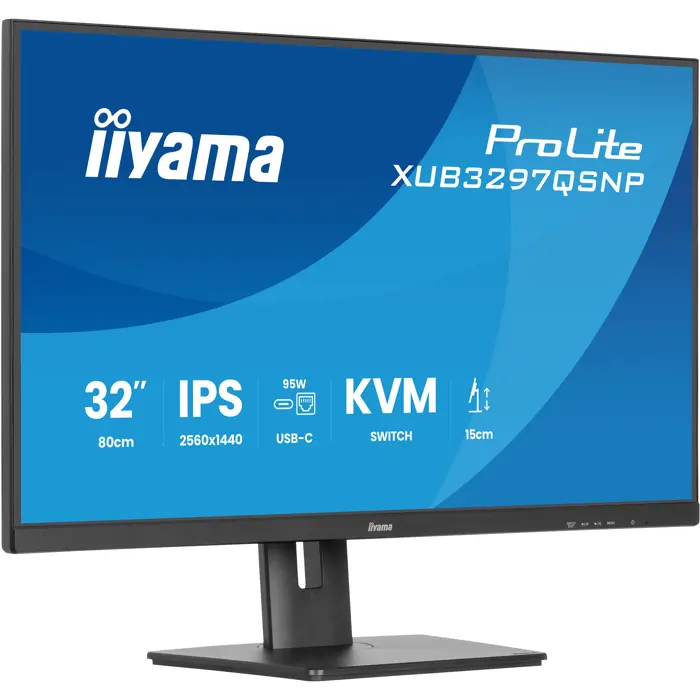 iiyama ProLite XUB3297QSNP-B1, LED monitor - 32 - black (matt), WQHD, IPS, USB-C dock, KVM switch, RJ45, 100Hz panel