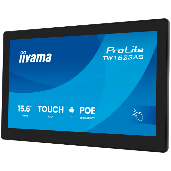 IIYAMA Touch Monitor TW1623AS-B3P 15.6" PCAP 10pt touchscreen PC with Android, PoE Technology and iiSignage