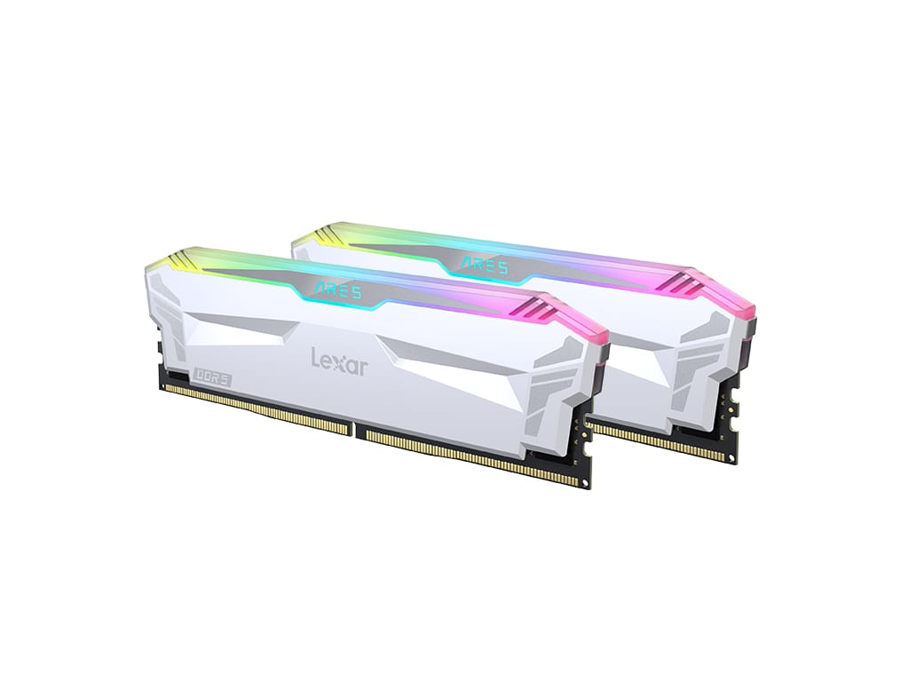 RAM DDR5 32GB Kit (2x 16GB) PC5-48000 6400MT/s CL32 1.4V, XMP, Lexar ARES RGB, bel - LD5EU016G-R6400GDWA