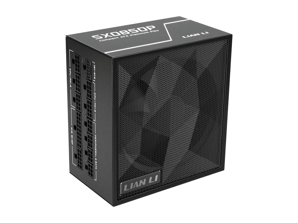 napajanje ATX Lian Li SX 850W, 80 PLUS Platinum, PCIe 5.1, ATX 3.1, Modularen, črn, SX0850P - G9P.SX0850P.B000.EU