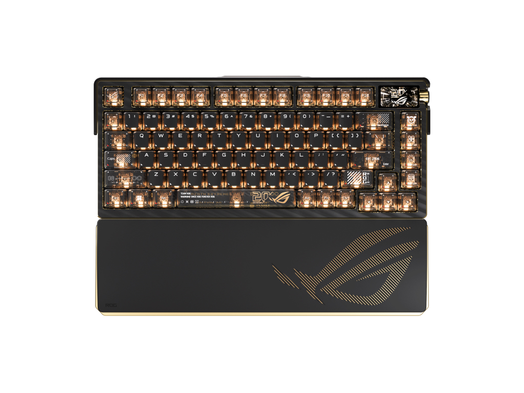 Tipkovnica ASUS ROG Azoth Extreme Edition 20, NX Snow, PBT, OLED, RGB, USB, US