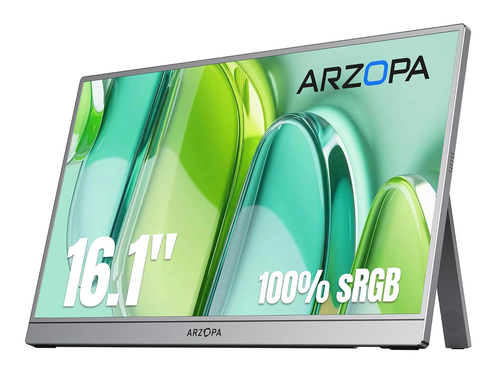 Prenosni monitor 16.1'' (41 cm) FullHD, IPS, 60Hz, mHDMI, USB-C, zvočniki, ARZOPA Z1C, siv - Z1C-GREY