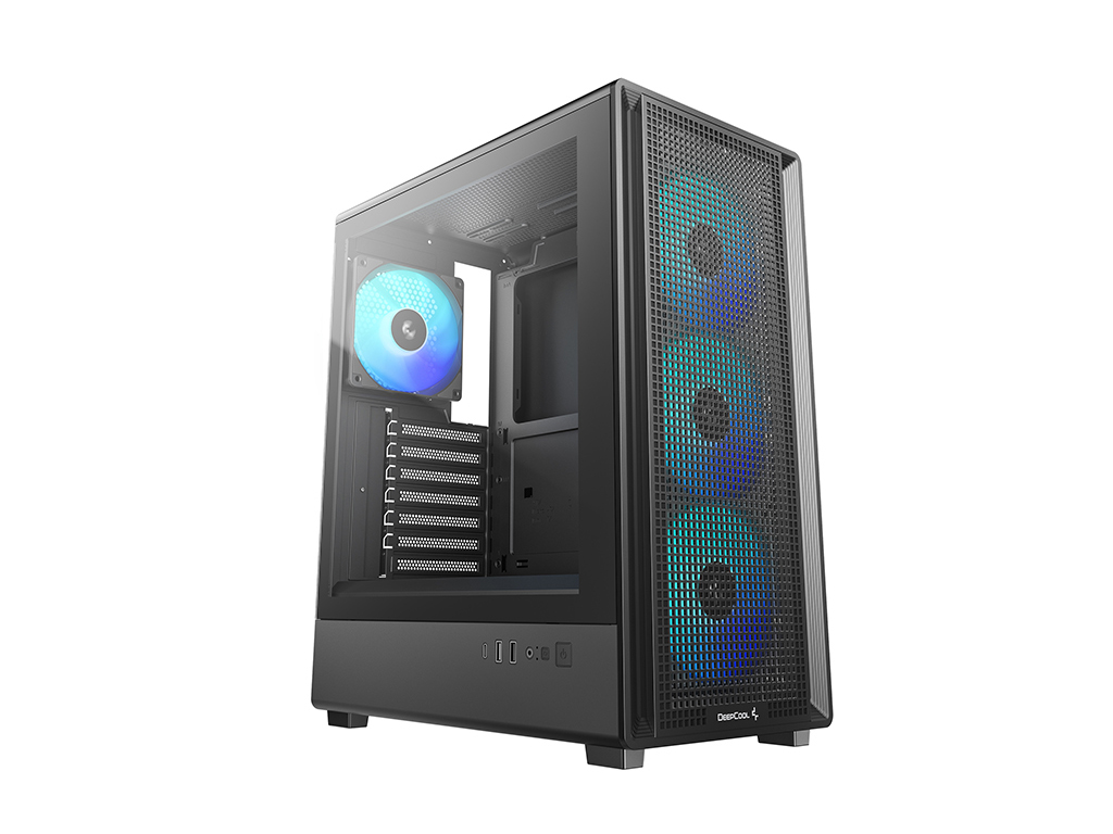 Računalniško ohišje DeepCool CC550 4F, ATX, Midi-Tower, ARGB, kaljeno steklo, črno - R-CC550BKANA4-G