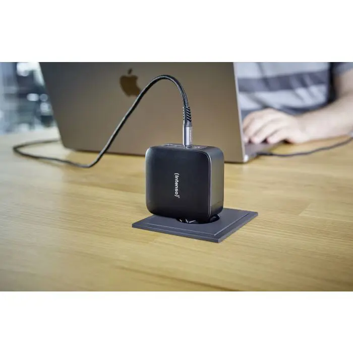 Intenso 140W GaN power supply with 3xUSB-C and 1xUSB-A connectors and included 2M 200W USB-C cable
