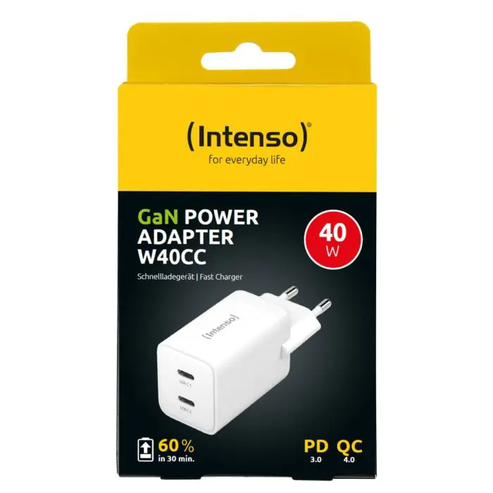 Intenso 40W GaN power supply with 2xUSB-C connector W40CC