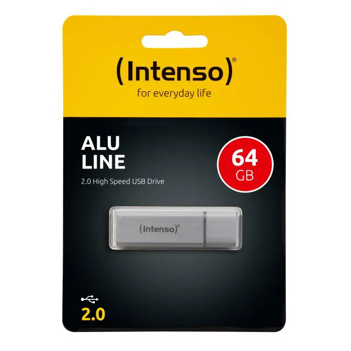 Intenso 64GB Alu Line USB 2.0 Memory Stick - Silver