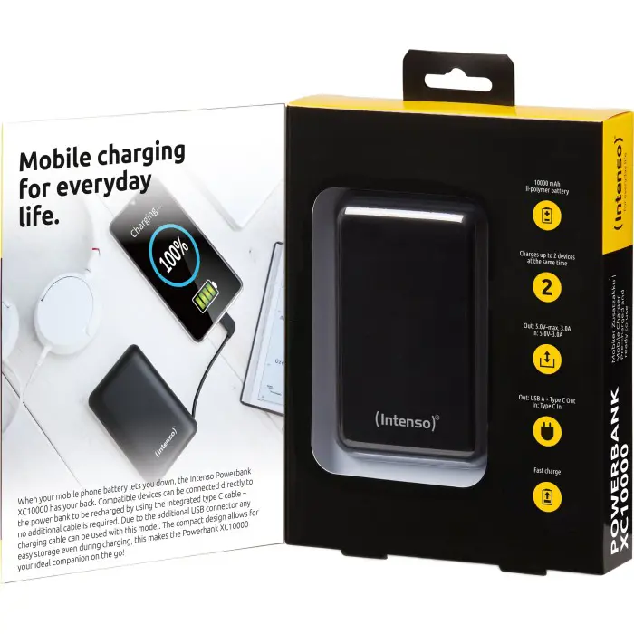 Intenso 7314530 power bank Black Lithium Polymer (LiPo) 10000 mAh, Powerbank