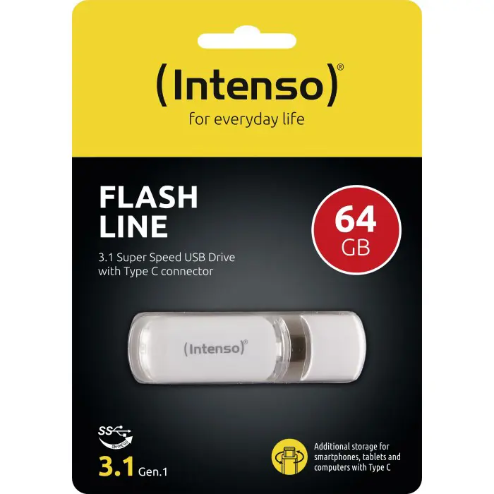 Intenso FLASH LINE 64 GB, USB stick (white, USB-C 3.2 Gen 1)