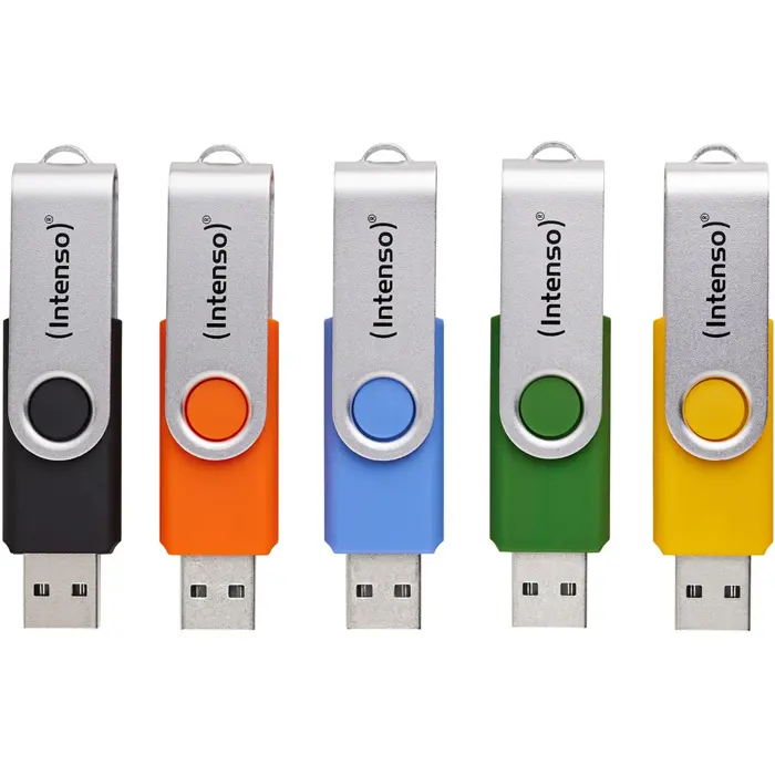 Intenso Office Line Multipack 64 GB (5 USB-A 3.2 USB sticks in yellow, green, black, blue + orange)