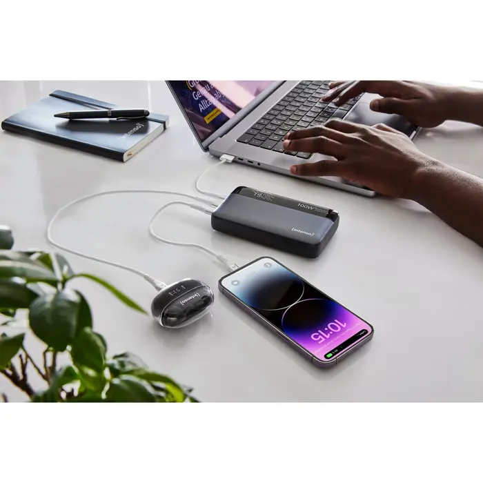 Intenso Powerbank HE20000 grey/black, 20,000 mAh, PD 3.1, Quick Charge 3.0