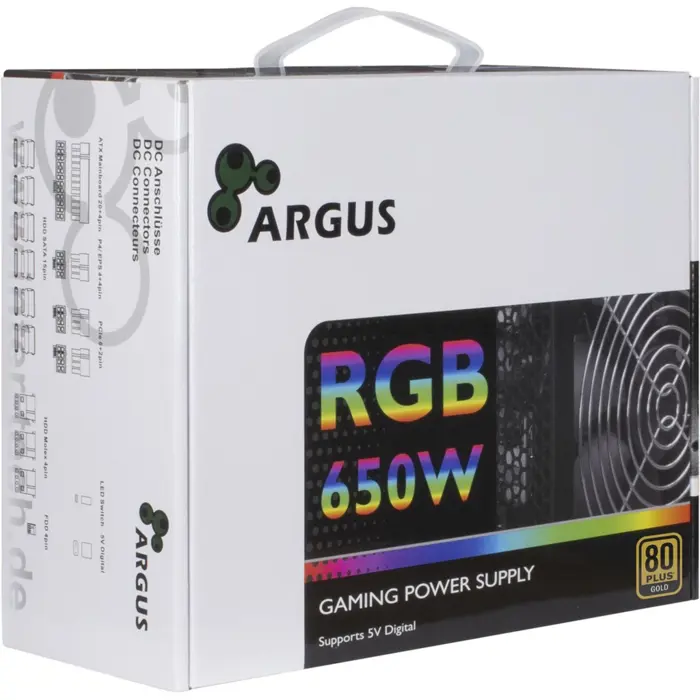 Inter-Tech Argus RGB-650W CM II, PC power supply (black, 2x PCIe, cable management, 650 watts)