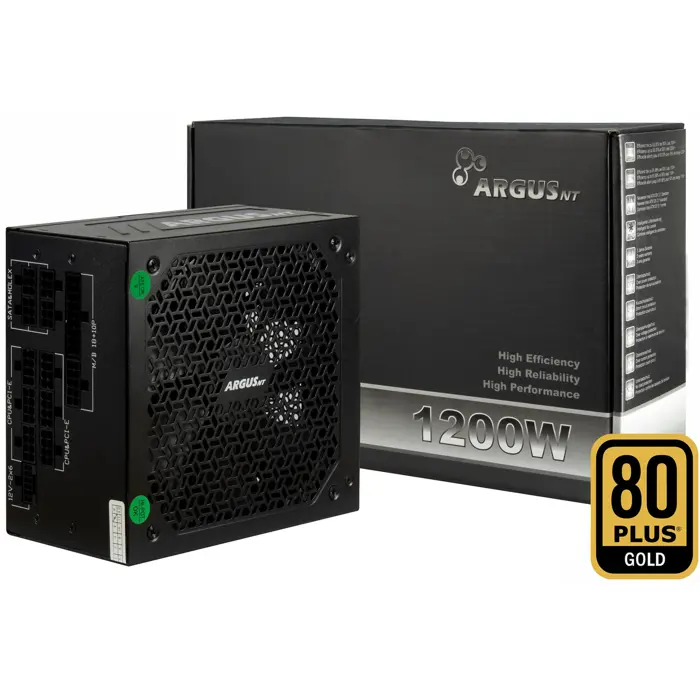Inter-Tech HA-1200BA4, PC power supply black, 1x 12-pin high power GPU, 3x PCIe, cable management, 1200 watts