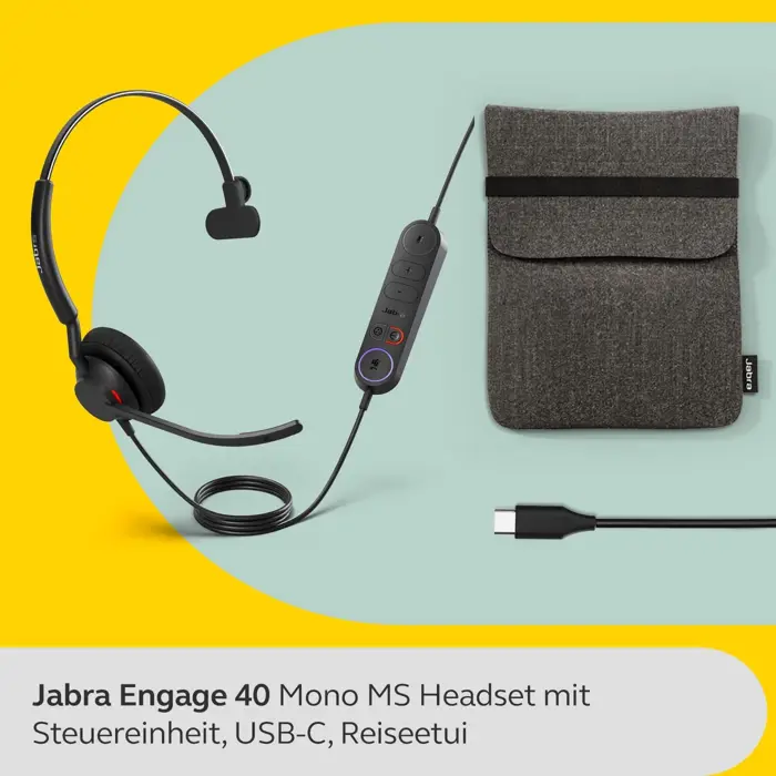 Jabra Engage 40 Link, headset (black, mono, MS, USB-C)