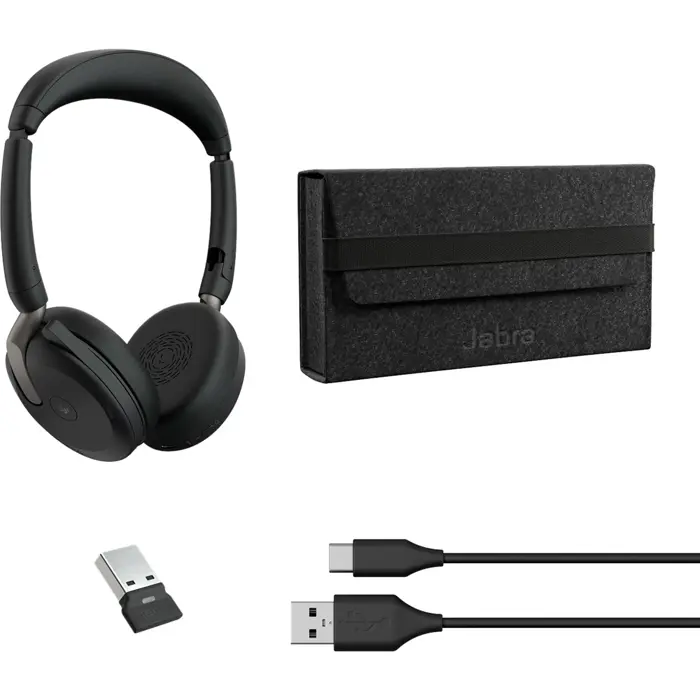 Jabra Evolve2 65 Flex Duo, Headset (black, Stereo, Microsoft Teams, USB-A, Link380a)
