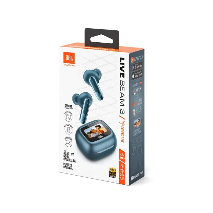 JBL Live Beam 3 wireless headphones with microphone, blue