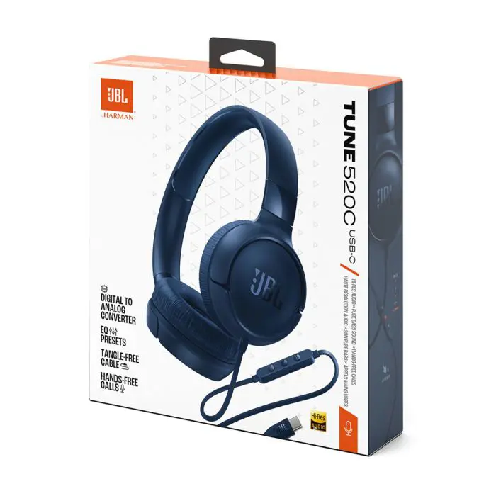 JBL Tune 520 USB-C žične Slušalice, črne