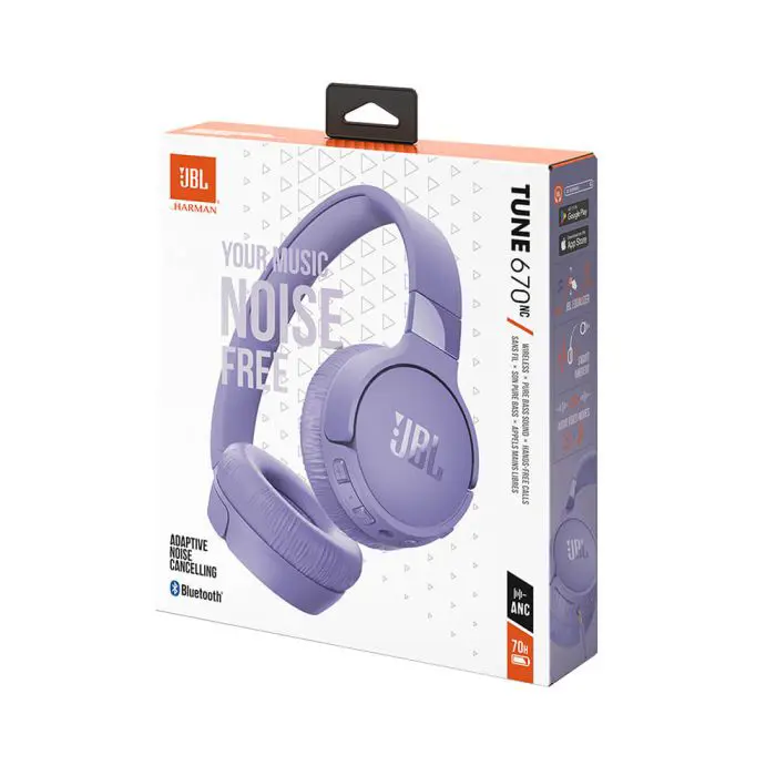 JBL Tune 670NC Bluetooth Wireless Headphones, Purple