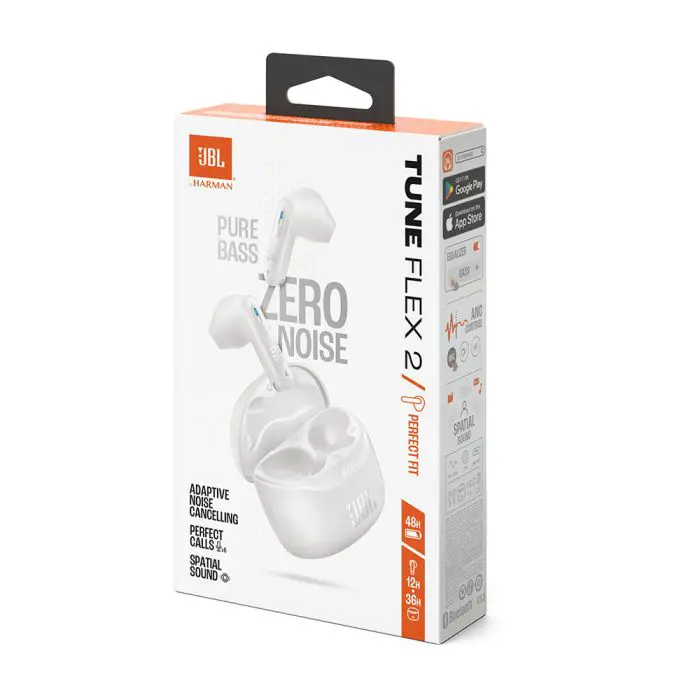 JBL Tune Flex 2 brezžične slušalke z mikrofonom, bele