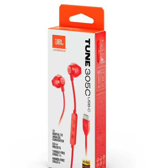 JBL USB-C Tune Wire Headphones 305C, red