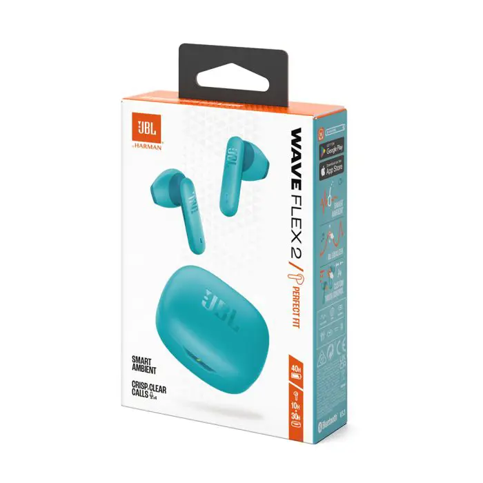 JBL Wave Flex 2 wireless headphones with microphone, blue
