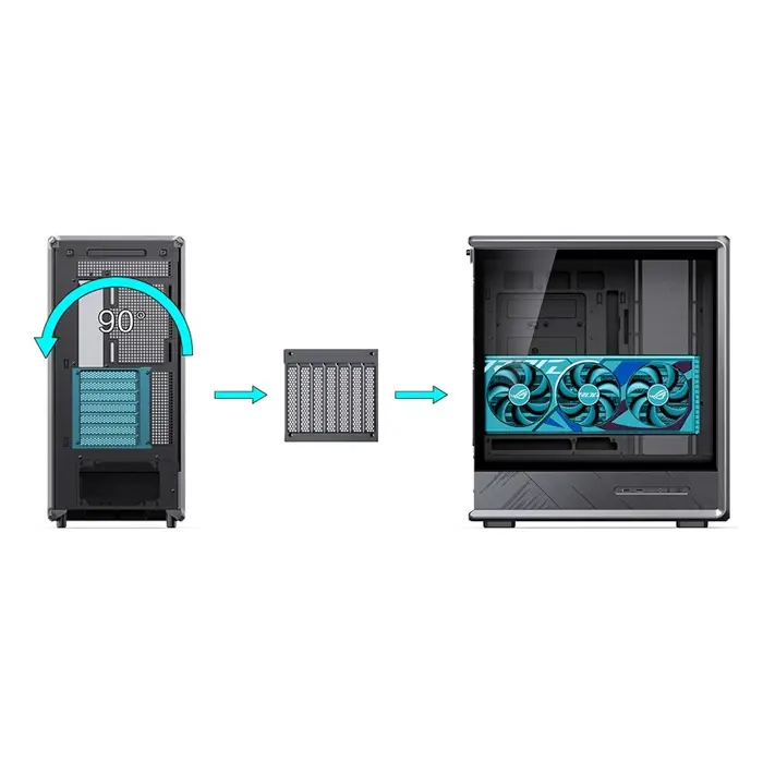 Jonsbo D401 PC-Gehäuse, Midi Tower, ATX, Tempered Glass - black