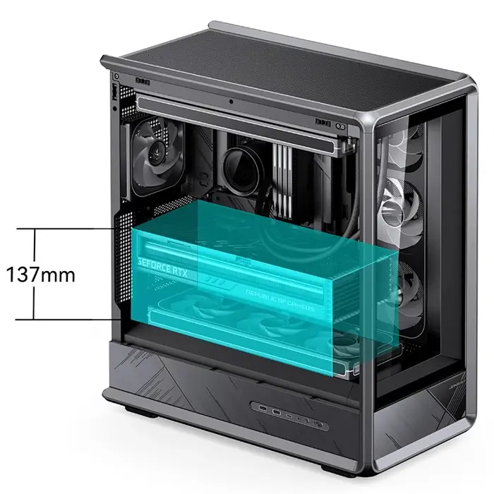 Jonsbo D401 PC-Gehäuse, Midi Tower, ATX, Tempered Glass - black
