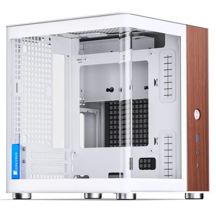 Jonsbo TK-0 PC Gehäuse, Mini-Tower, Mini-ITX, Tempered Glass, Holz - white-TK-0 WHITE