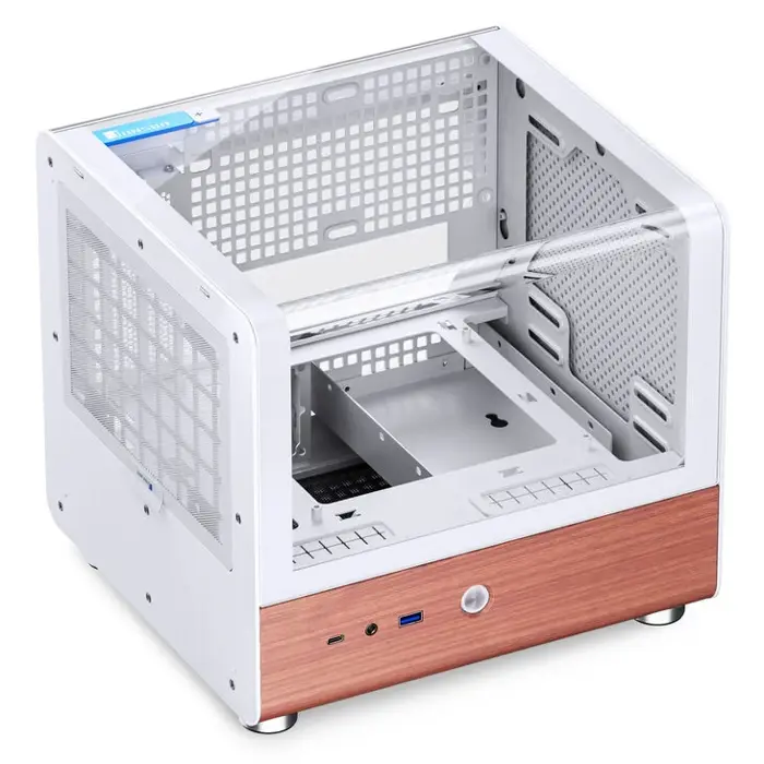 Jonsbo TK-0 PC Gehäuse, Mini-Tower, Mini-ITX, Tempered Glass, Holz - white-TK-0 WHITE