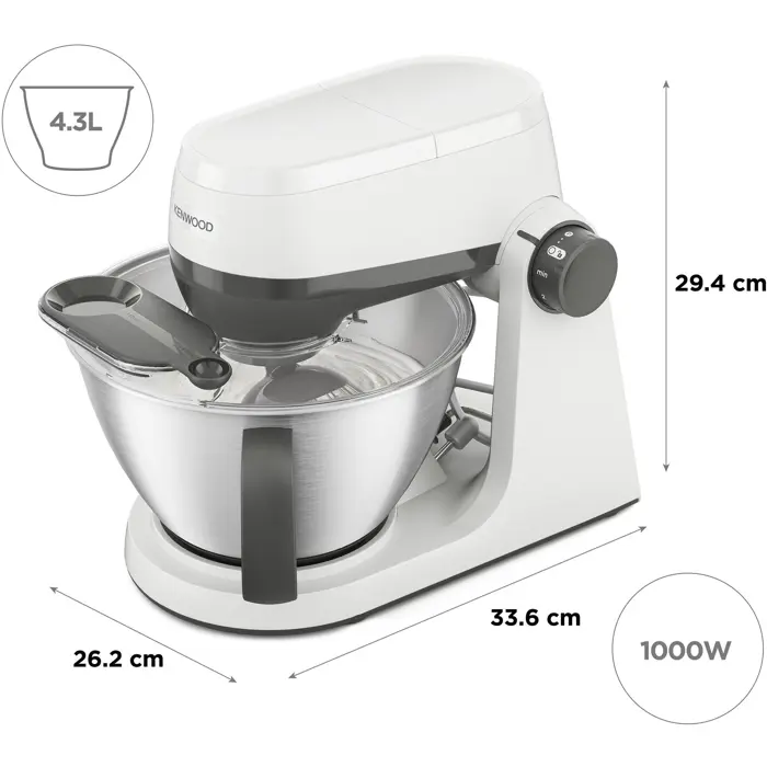 Kenwood Multi-Tasker KHC30.000WH (gray/white, 1,000 watts, 4.3 liter bowl with handle)