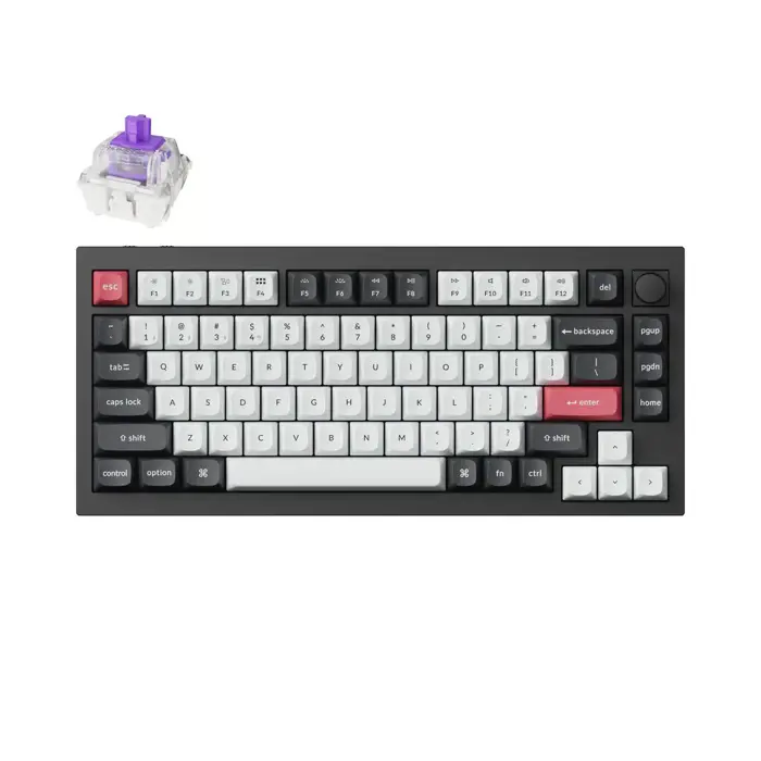 Keychron Q1 HE Swappable RGB Backlight, Mehanička tipkovnica, Knob Version, Black, (+HR znakovi), Q1H