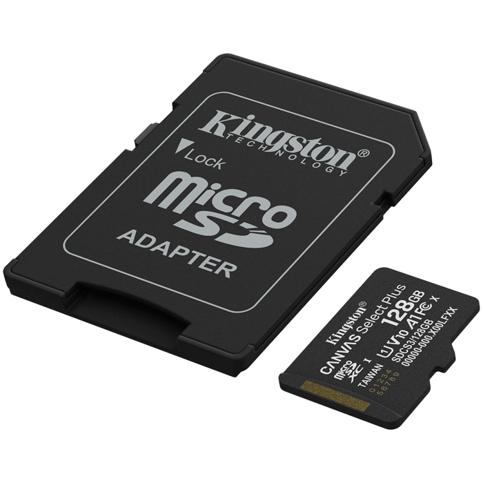 Kingston 128GB microSDXC Canvas Select Plus Gen3 150MB/s A1 Card + Adapter