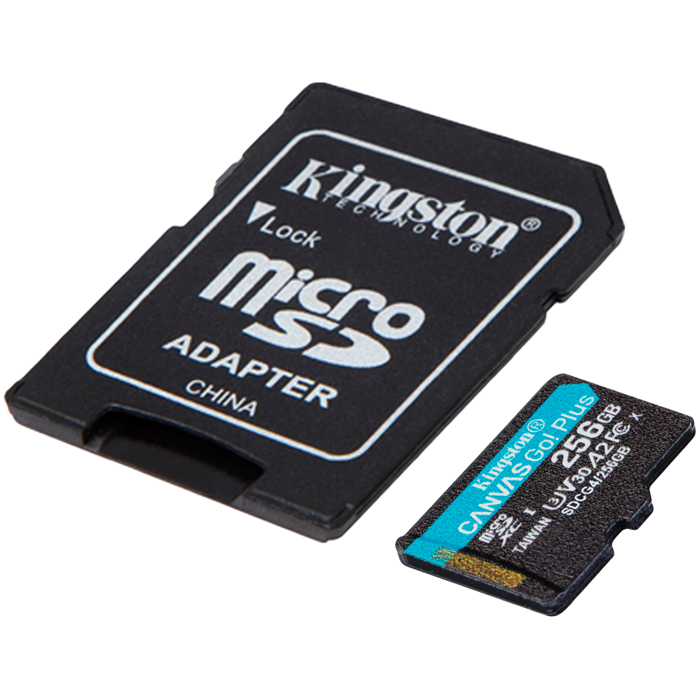 KINGSTON 256GB microSDXC Canvas Go Plus Gen4 200MB/s A2 U3 V30 Card + Adapter