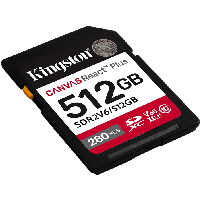 Kingston 512GB SDXC Canvas React Plus SDXC UHS-II 280R/150W U3 V60, EAN: SDR2V6/512GB