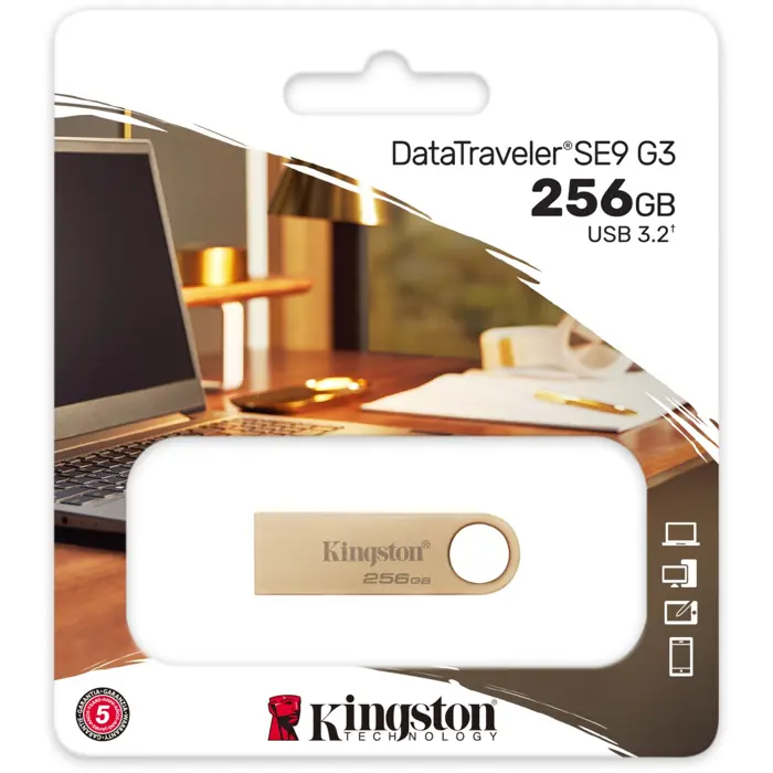 Kingston DataTraveler SE9 G3 256 GB, USB stick (gold, USB-A 3.2 Gen 1)