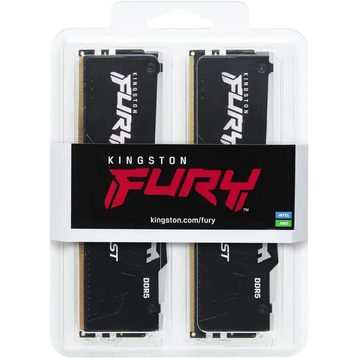 Kingston DDR5 32GB 5200 - CL - 40 - Dual-Kit - DIMM - KF552C40BBAK2-32, Fury Beast RGB, black