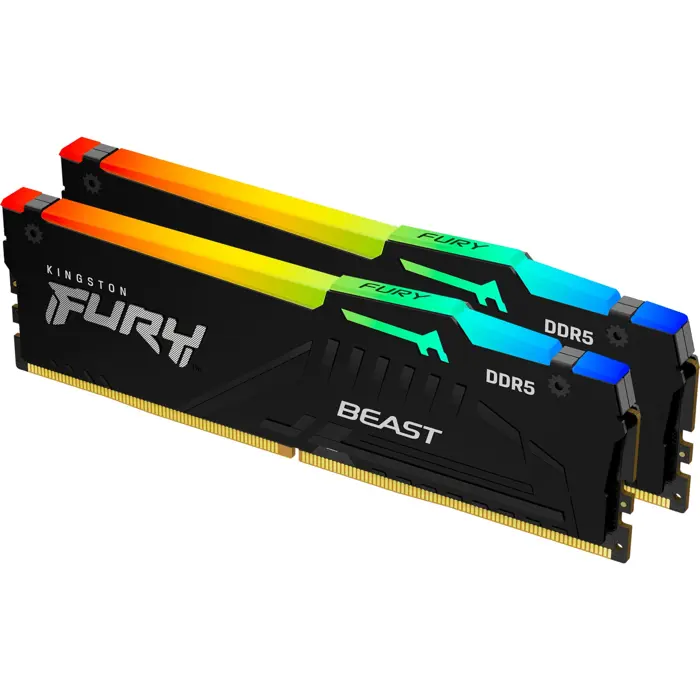 Kingston DDR5 32GB 5200 - CL - 40 - Dual-Kit - DIMM - KF552C40BBAK2-32, Fury Beast RGB, black
