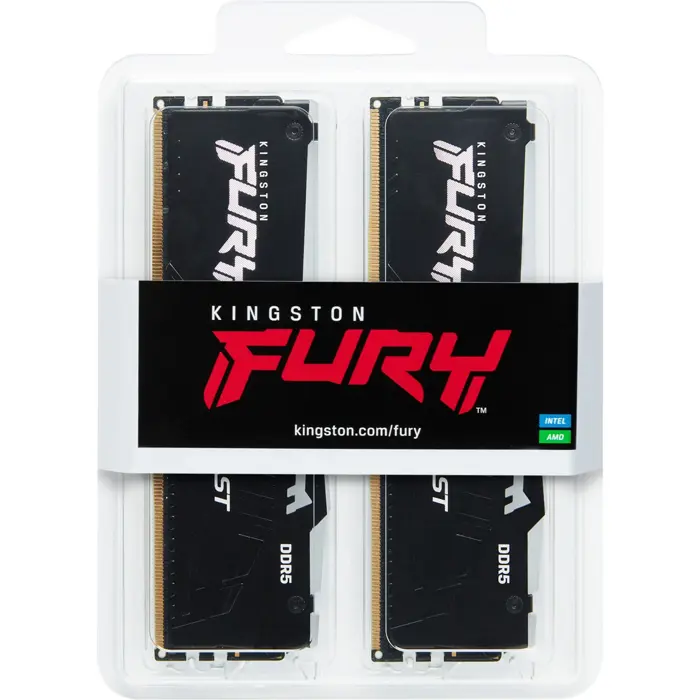 Kingston FURY 32 GB DDR5-5600 Kit, memory (black, KF556C36BBEAK2-32, Fury Beast RGB, XMP, EXPO, for AMD)