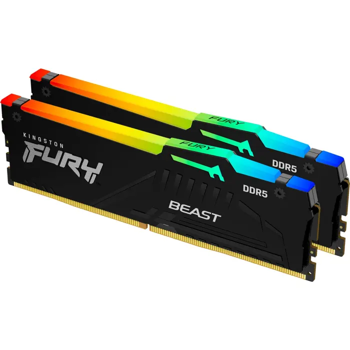 Kingston FURY 32 GB DDR5-5600 Kit, memory (black, KF556C36BBEAK2-32, Fury Beast RGB, XMP, EXPO, for AMD)