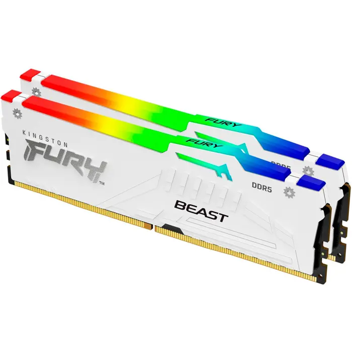 Kingston FURY DDR5 - 32GB - 6000 - CL - 30 (2x 16 GB) dual kit, RAM (white, KF560C30BWEAK2-32, FURY Beast RGB, INTEL XMP, AMD EXPO)