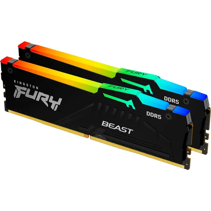 Kingston FURY DDR5 - 64GB - 6000 - CL - 30 (2x 32 GB) dual kit, RAM (black, KF560C30BBEAK2-64, FURY Beast RGB, INTEL XMP, AMD EXPO)