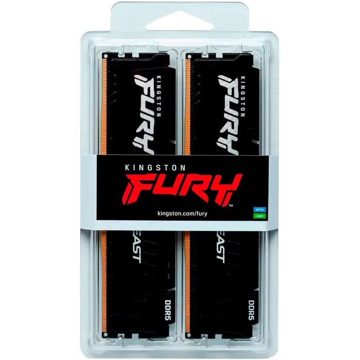 Kingston FURY DDR5 - 64GB - 6000 - CL - 30 (2x 32 GB) dual kit, RAM (black, KF560C30BBEK2-64, Fury Beast, INTEL XMP, AMD EXPO)