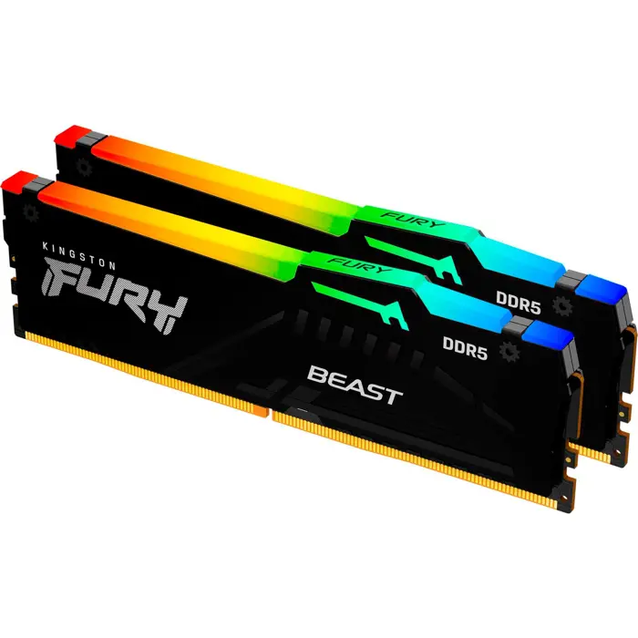 Kingston FURY DDR5 - 64GB - 6400 - CL - 32 (2x 32 GB) dual kit, RAM (black, KF564C32BBEAK2-64, FURY Beast RGB, INTEL XMP, AMD EXPO)